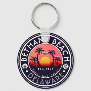 Chaveiro Bethany Beach Delaware Sunset Beach Palm Tree 80s