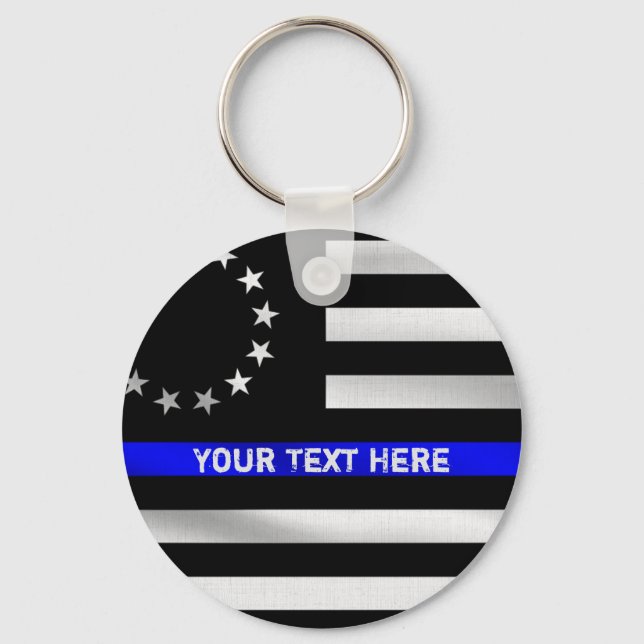 Chaveiro Betsy Ross USA Thin Blue Line Personalizável (Frente)