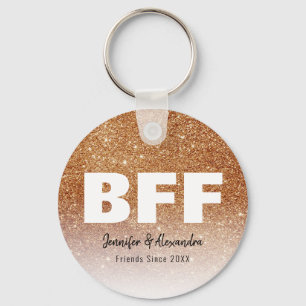 Chaveiro BFF Dourado Glitter Personalizado Melhor Amigos Mo