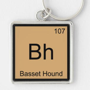 Chaveiro Bh - Basset Hound Chemistry Element Symbol Dog Tee