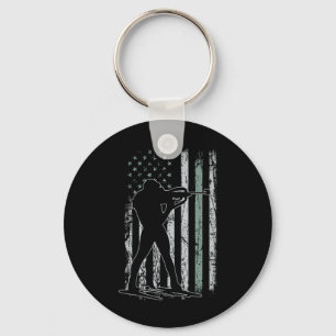 Chaveiro Biathlon Usa Flag Retro Skis Men Biathlon