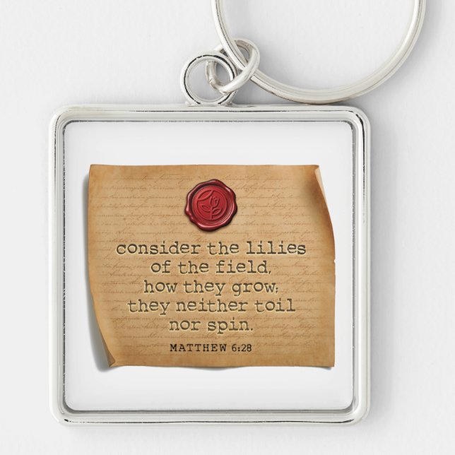 Chaveiro BIBLE VERSE - Matthew 6:28 - Keychain (Frente)