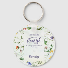 Chaveiro Bíblia de flor selvagem de aquarela personalizada