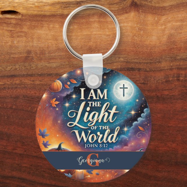 Chaveiro Bíblia de Halloween Cristão Vibrante Monograma Ver (Verso)