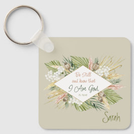 Chaveiro Bíblia Elegante Boho Verse "Esteja quieto e saiba"