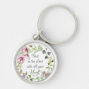 Chaveiro Bíblia Verse Trust in the Lord with Botanical Them