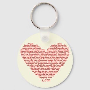 Chaveiro Bíblia Verso 1 Corinthians 13 Love Heart Word Art