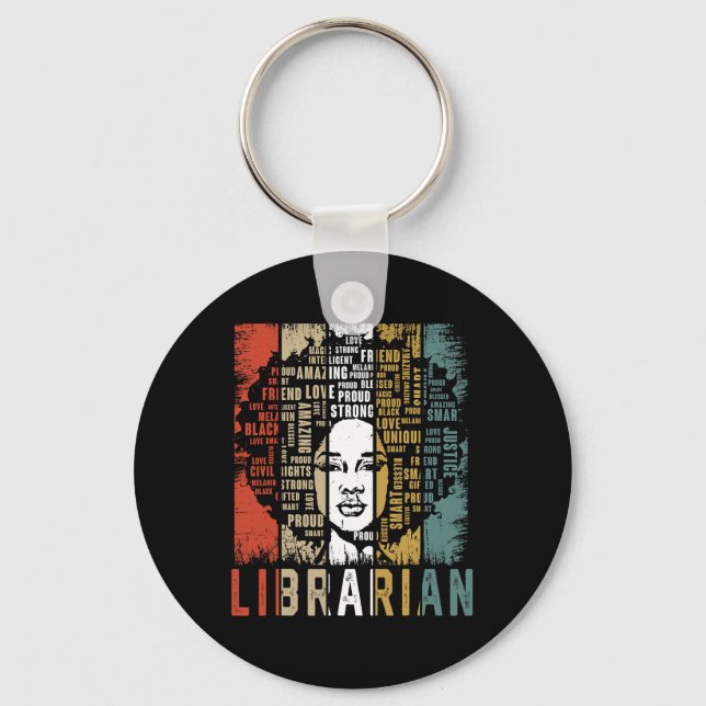 Chaveiro Bibliotecária Afro Afro-Americana Mulheres Mês da  (Frente)