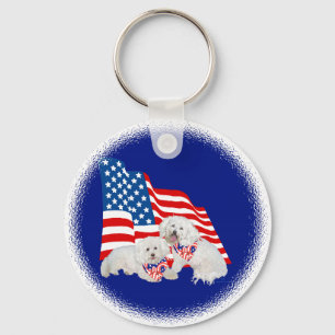 Chaveiro Bichon Frise Bandeira Americana