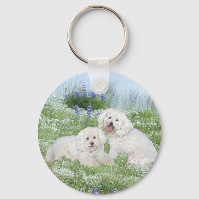 Chaveiro Bichon Frise Bluebonnets (Frente)