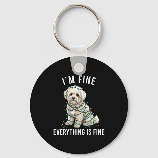 Chaveiro Bichon Frise Christmas I'm Fine Everything Is Fine (Frente)