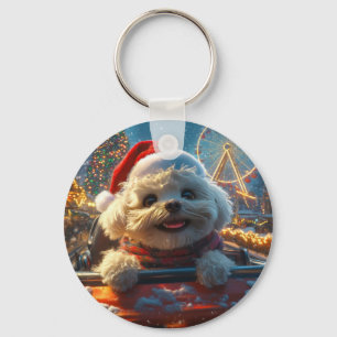 Chaveiro Bichon Frise Cog Roller Porta copos Natal