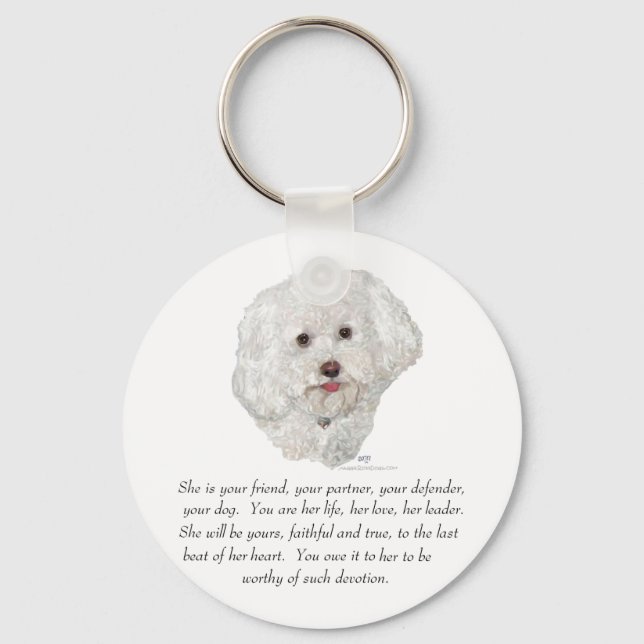 Chaveiro Bichon Frise Lembrança FÊMEA (Frente)