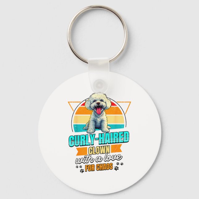 Chaveiro Bichon Frise Lover Funny Bichon Frise Retro  (Frente)