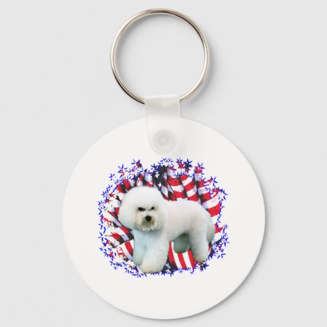 Chaveiro Bichon Frise Patriot (Frente)