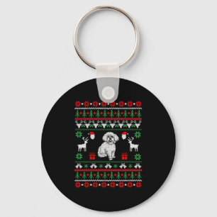 Chaveiro Bichon Frise Ugly Christmas Sweater
