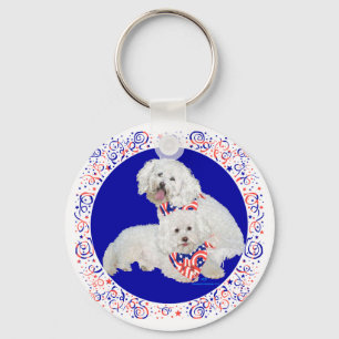 Chaveiro Bichon Frise Vermelho Branco Azul
