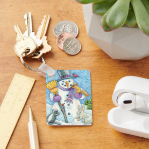 Chaveiro Bichos Cachorros Construindo um Neve para o Natal