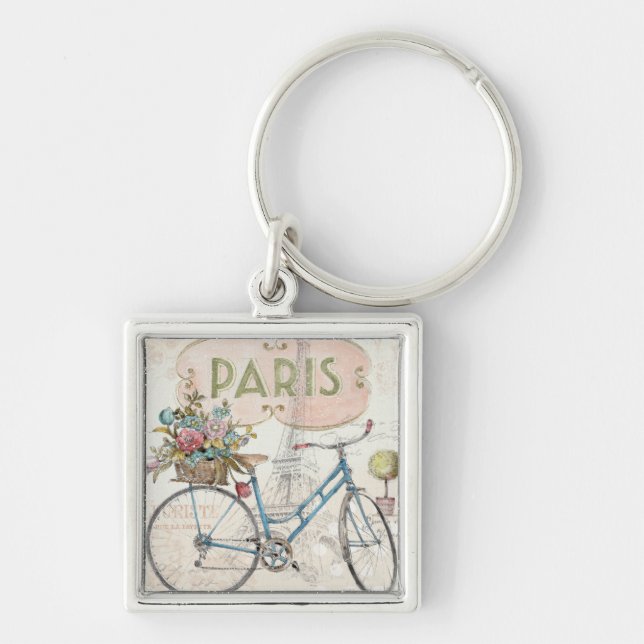 Chaveiro Bicicleta de Paris com flores (Frente)