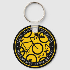 Chaveiro Bicicleta de Texto Personalizada Amarelo e Preto