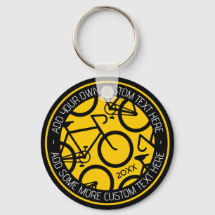 Chaveiro Bicicleta de Texto Personalizada Amarelo e Preto