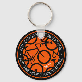 Chaveiro Bicicleta de Texto Personalizada Laranja e Preto