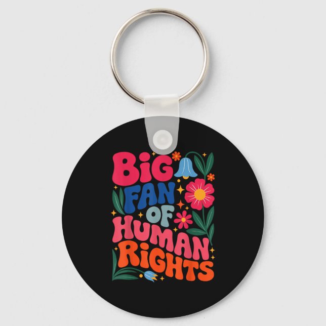 Chaveiro Big Fan Of Human Rights Boho Floral  (Frente)