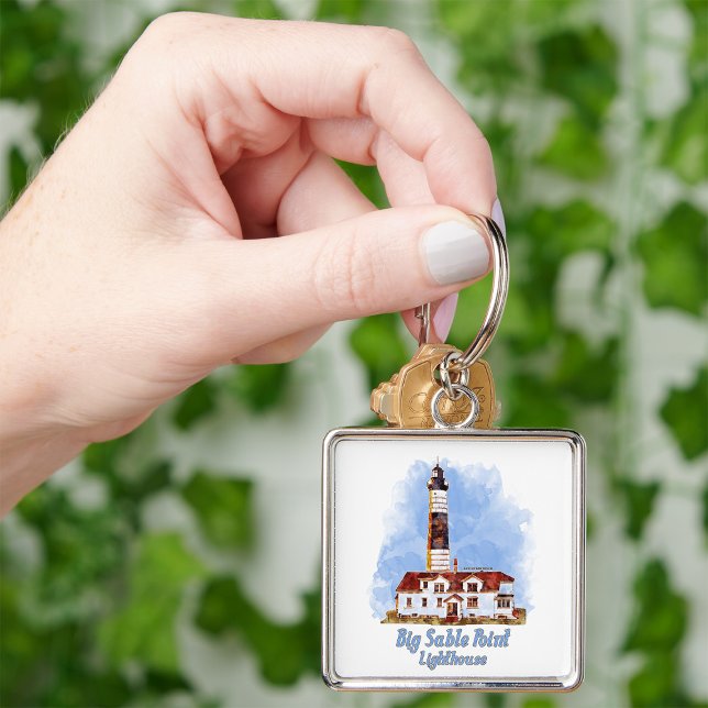 Chaveiro Big Sable Point Lighthouse Watercolor - Michigan (Criador carregado)
