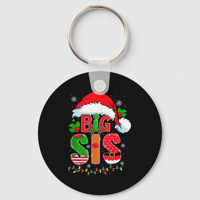 Chaveiro Big Sis Santa Hat New Big Sister Announcement Xmas (Frente)
