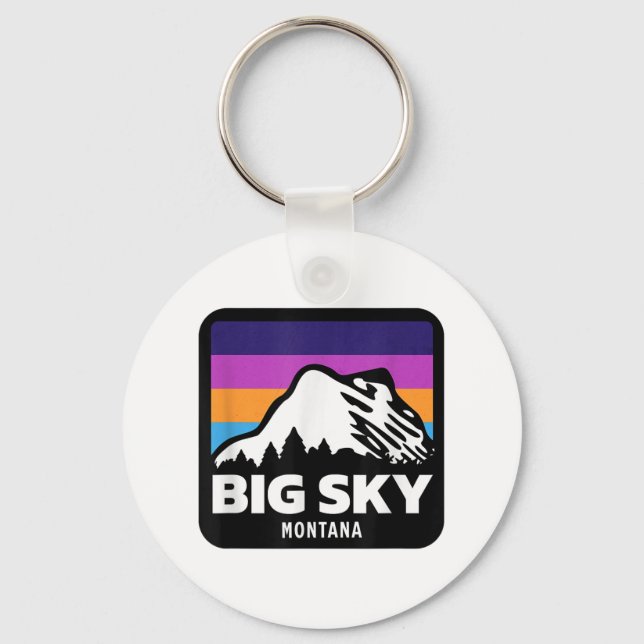 Chaveiro Big Sky Montana esquiando Snowboard Family Ski T-s (Frente)