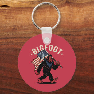 Chaveiro Bigfoot Bandeira Americana Patriótica Retro 4 de J