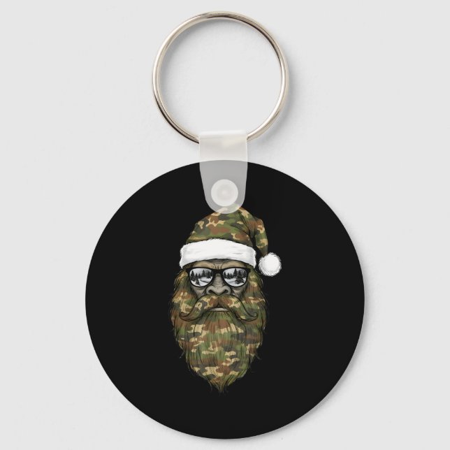 Chaveiro Bigfoot Face Sungles Santa Christmas Camo Xmas Sas (Frente)