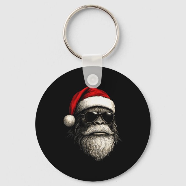 Chaveiro Bigfoot Face Sungles Santa Christmas Funny Xmas Sa (Frente)