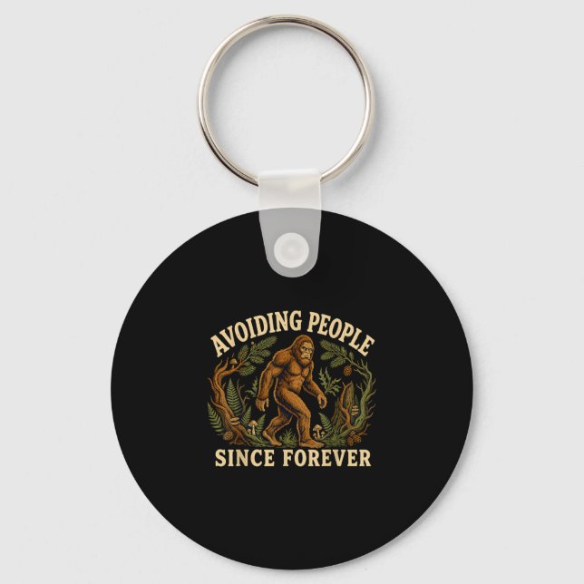 Chaveiro Bigfoot introvertido engraçado evitando pessoas sa (Frente)