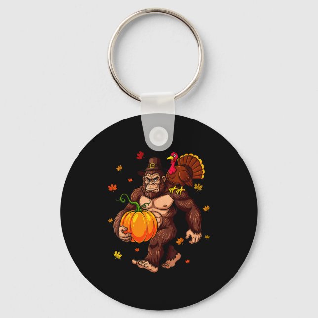 Chaveiro Bigfoot Lgrim Turkey Pumpkin Thanksgiving Day Boys (Frente)