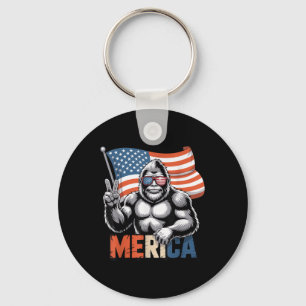 Chaveiro Bigfoot Merica Rock American Flag Patriótico 4º
