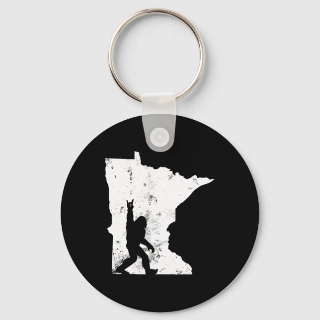 Chaveiro Bigfoot Minnesota State Map Sasquatch Men Women Gi (Frente)