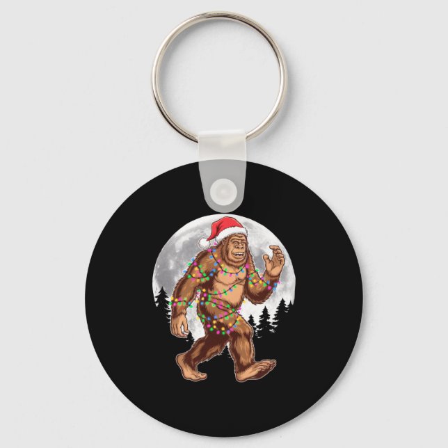 Chaveiro Bigfoot Santa Christmas Tree Lights Xmas Sasquatch (Frente)