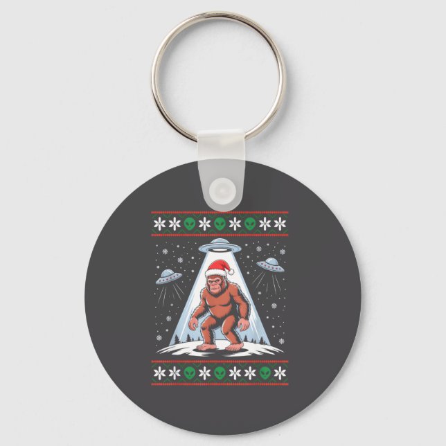 Chaveiro Bigfoot Santa Ufo Alien Funny Ugly Christmas Sweat (Frente)