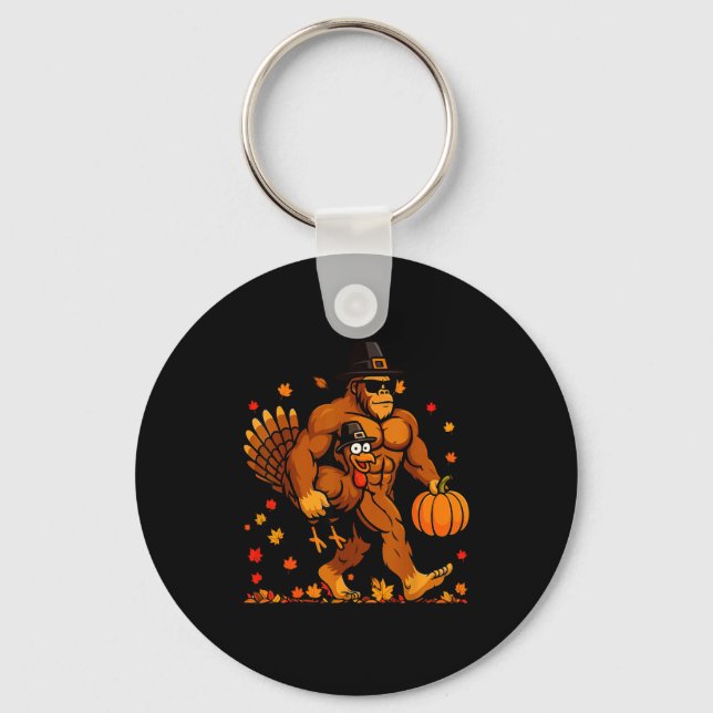 Chaveiro Bigfoot Thanksgiving Turkey Funny Thanksgiving Sas (Frente)
