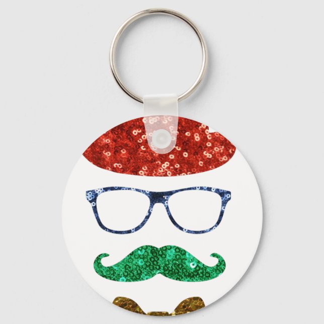 Chaveiro bigode de hipster de natal (Frente)