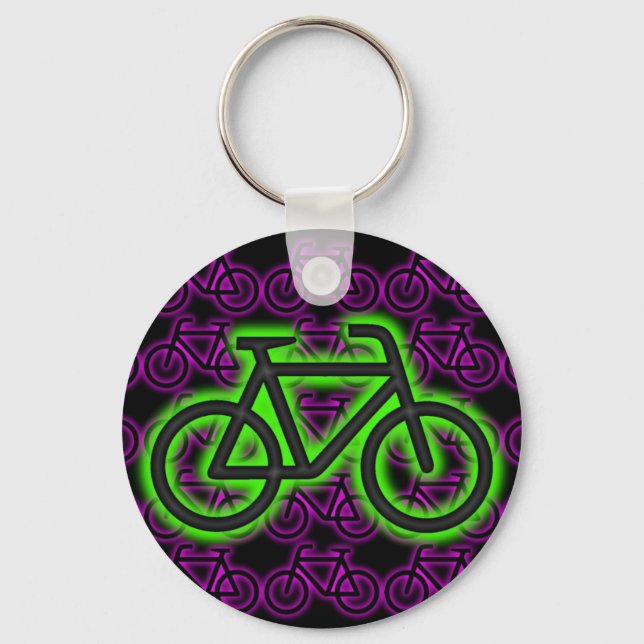 Chaveiro Bike, Bicicleta, Neon, Verde, Rosa, Roxo (Frente)