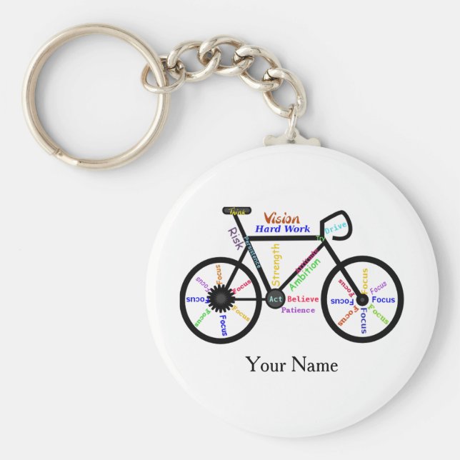 Chaveiro Bike Motivation, Cycle, Biking Sport Custom Name (Frente)
