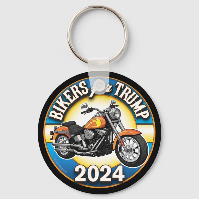 Chaveiro Bikers For Trump 2024 - Patriotic Cycling (Frente)