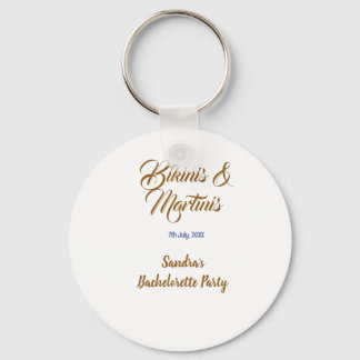 Chaveiro bikinis & martinis bachelorette party name brown 