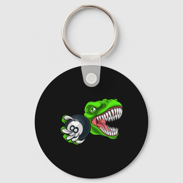 Chaveiro Bilhar divertido T-rex Arte Bilhar Jogando Sinuca  (Frente)