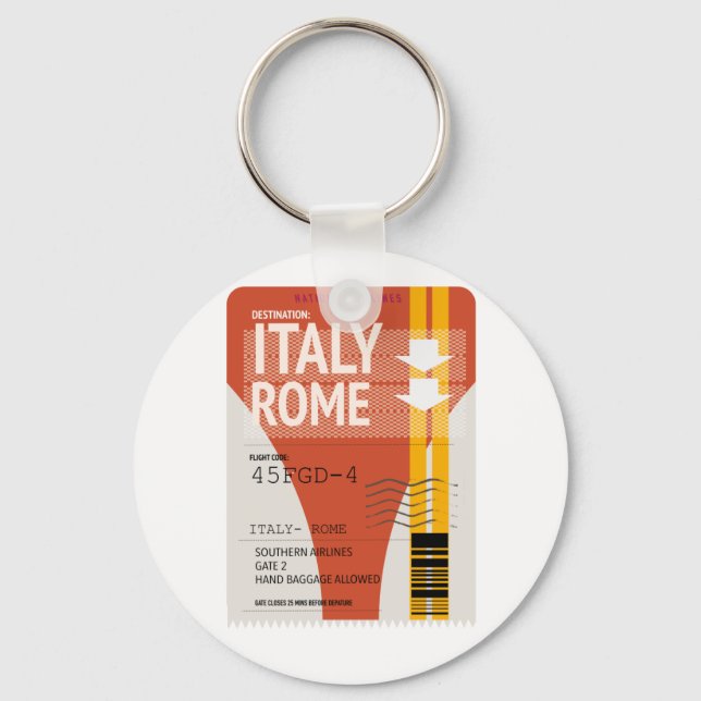 Chaveiro bilhete de férias Itália Roma (Frente)