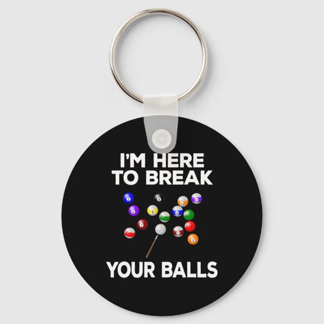 Chaveiro Billiard Funny Piscina Player Estou Aqui Para Queb (Frente)