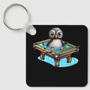 Chaveiro Billiards Penguin Hustler Piscina Snooker Jogando 