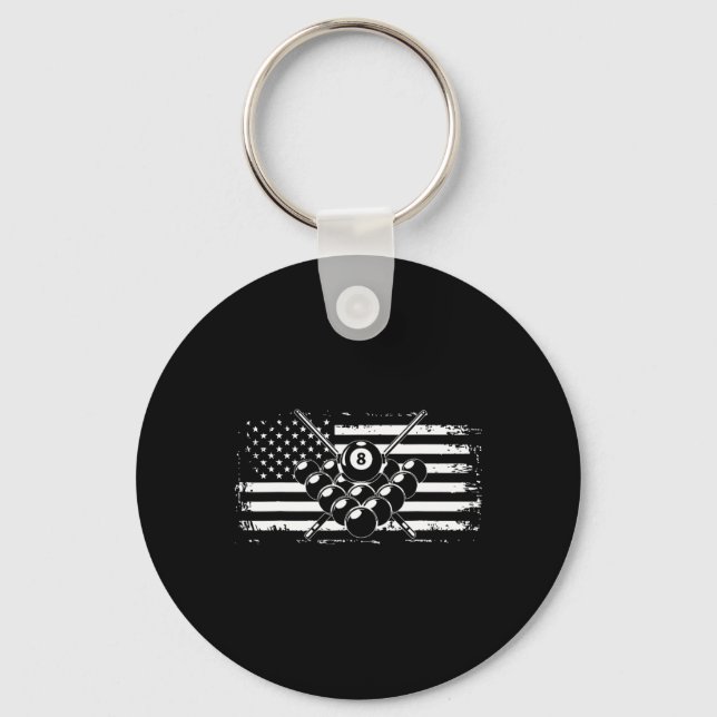 Chaveiro Billiards Piscina Billiards American Flag Gift (Frente)
